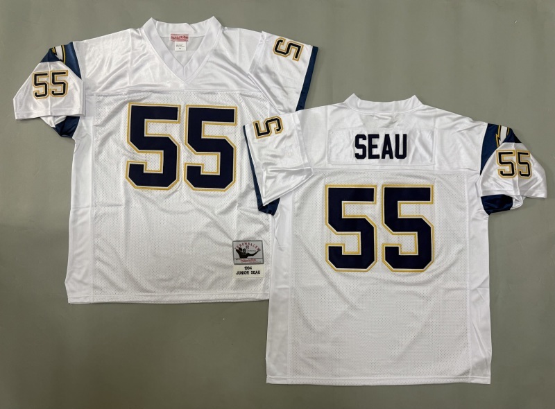 Men 2025 Los Angeles Chargers #55 Seau white Throwback Limited NFL Jersey style 001->los angeles chargers->NFL Jersey